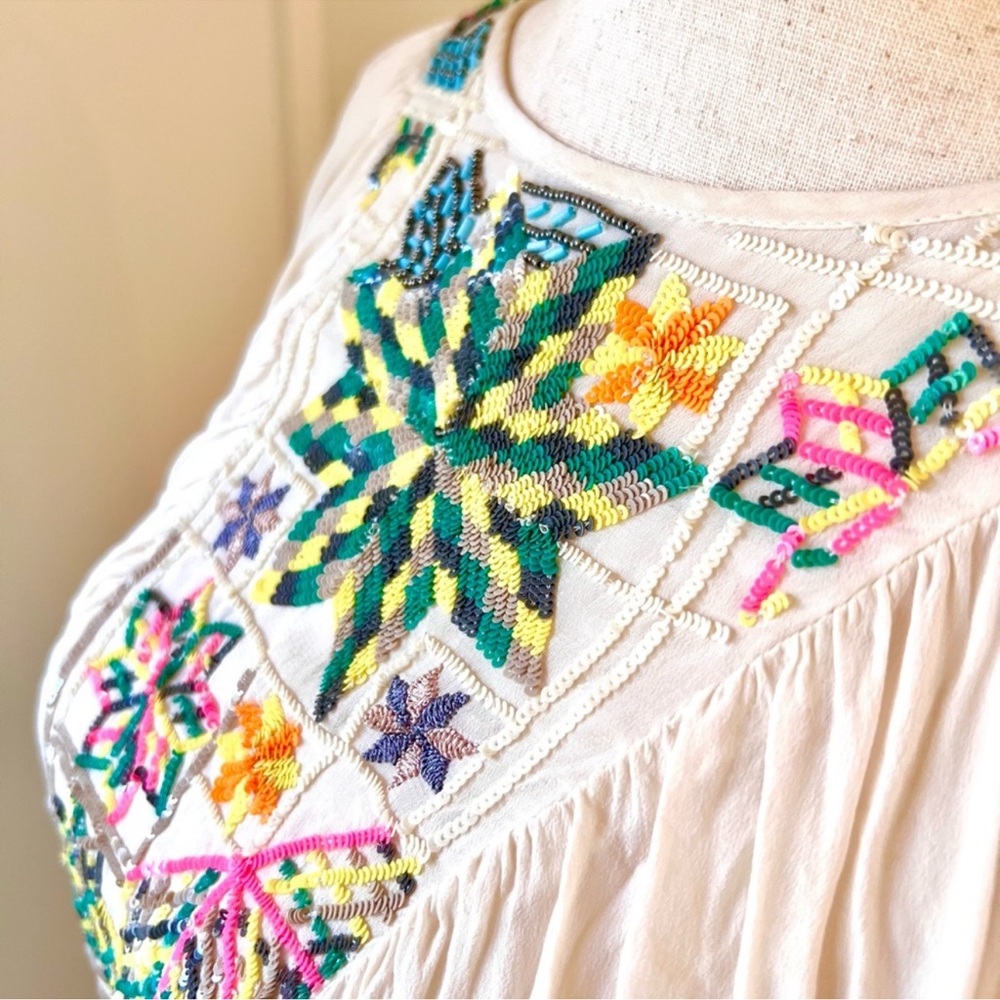 Anthropologie Tanvi Kedia Gauze Dolman Beaded Top - Picture 7 of 9